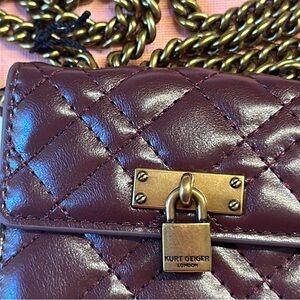 New KURT GEIGER London burgundy crossbody Micro Brixton Quilted shoulder bag
